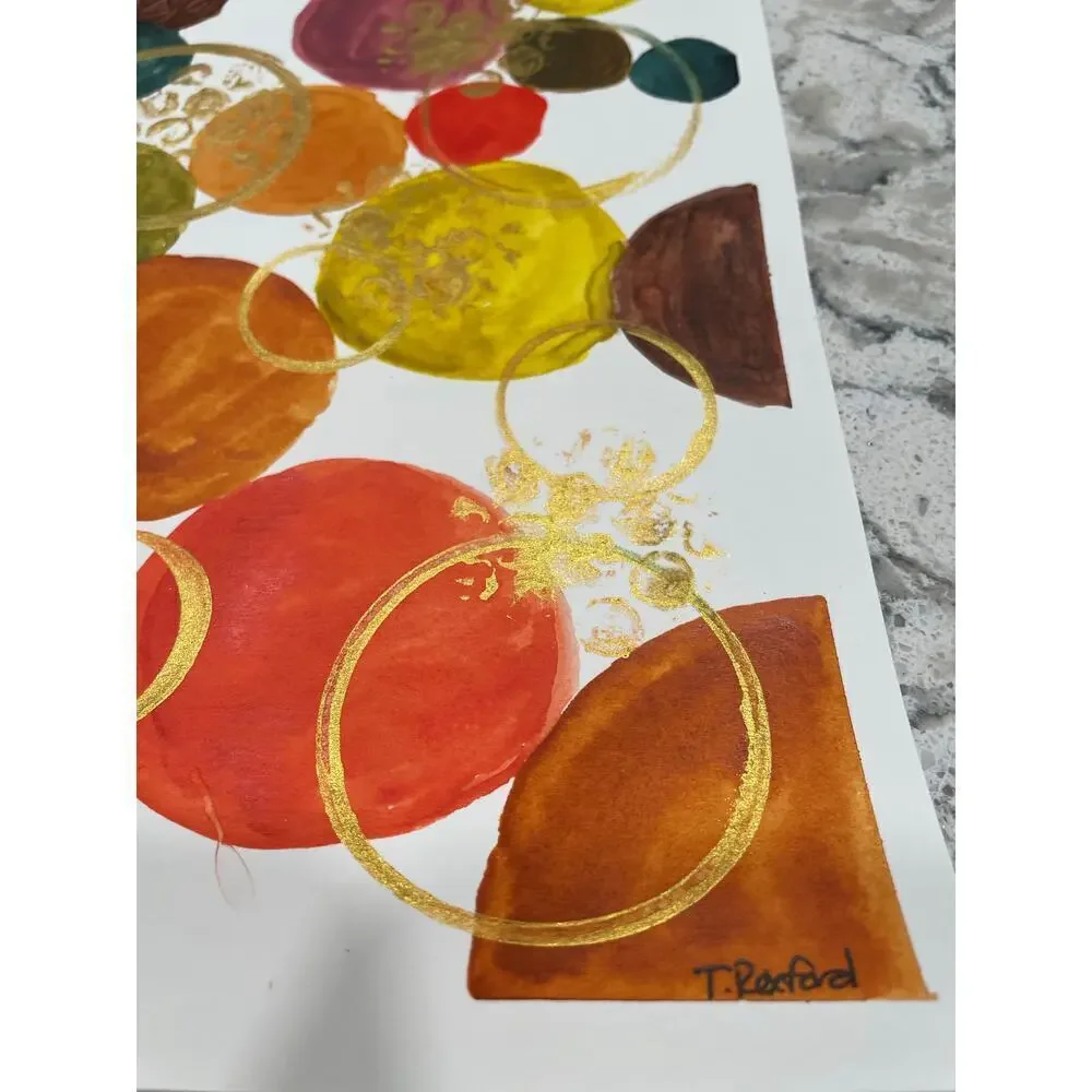 Hand made watercolor original painting abstract waves 12x9